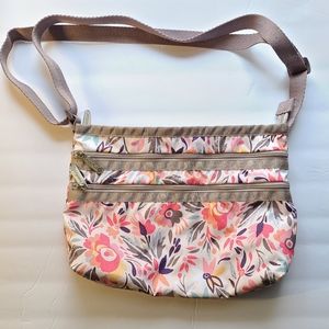LeSportsac Floral Pink Crossbody Bag Zippers